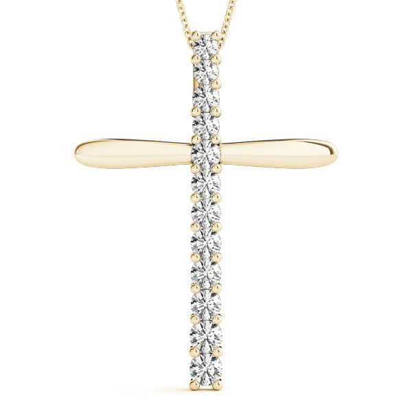 18K Yellow Gold Multi-Diamond Cross Pendant