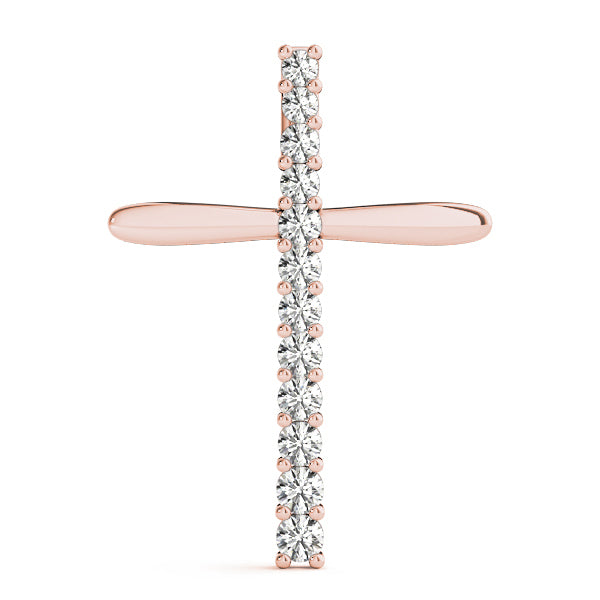 18K Rose Gold Diamond Cross Pendant