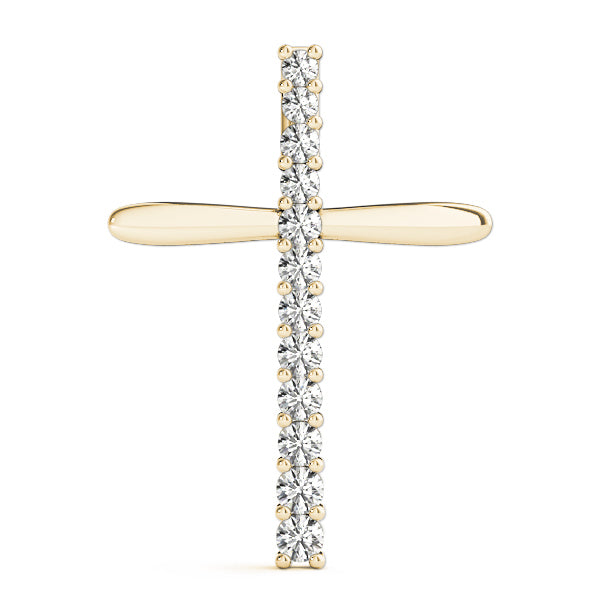 18K Yellow Gold Multi-Diamond Cross Pendant