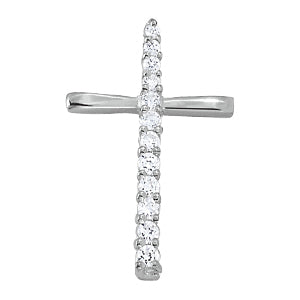 White Gold Multi-Diamond Cross Pendant Necklace