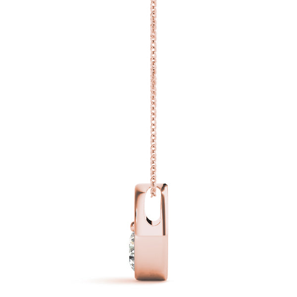 18K Rose Gold 0.5 ct Round Diamond Solitaire Pendant