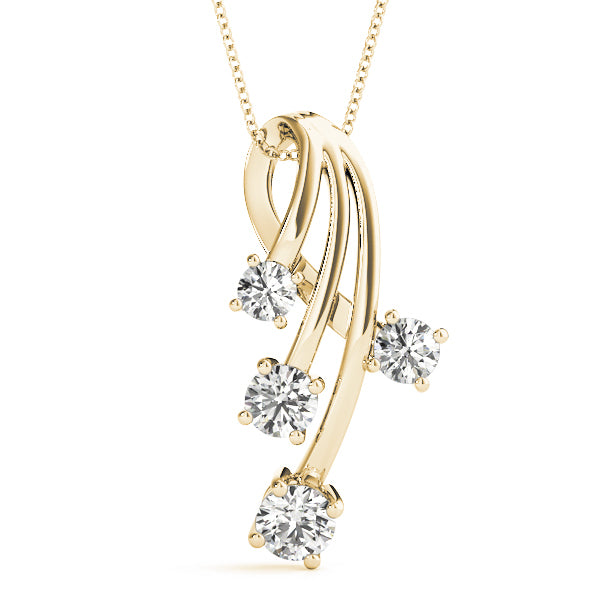 14K Yellow Gold Round Diamond Journey Pendant