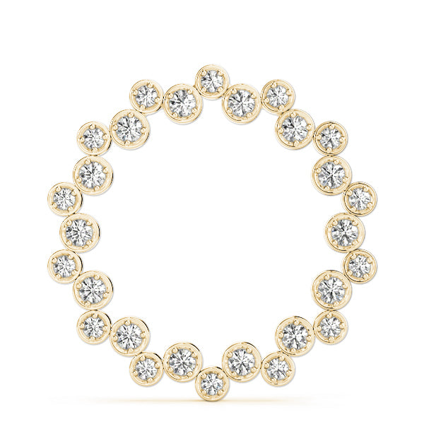 14K Yellow Gold Round Diamond Circle Pendant