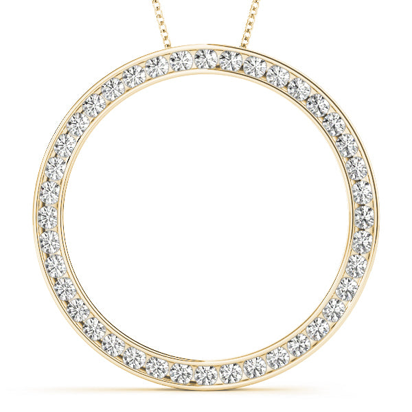 18K Yellow Gold Multi-Diamond Circle Pendant
