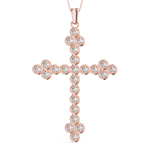 18K Rose Gold Diamond Cross Pendant
