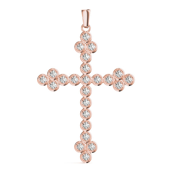 18K Rose Gold Diamond Cross Pendant
