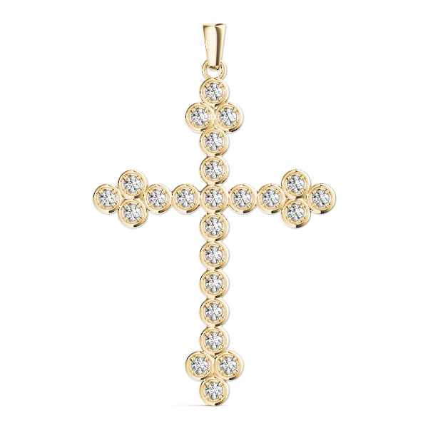 18K Yellow Gold Diamond Cross Pendant