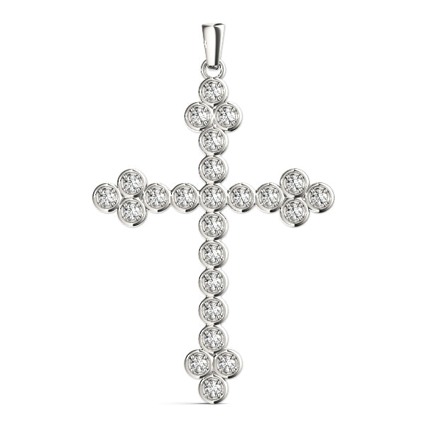 14K White Gold Diamond Fashion Cross Pendant