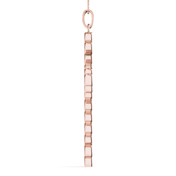 18K Rose Gold Diamond Cross Pendant