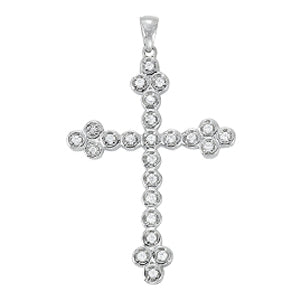 14K White Gold Diamond Fashion Cross Pendant