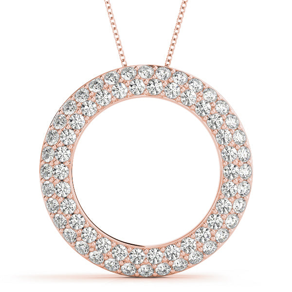 18K Rose Gold Diamond Circle Pendant