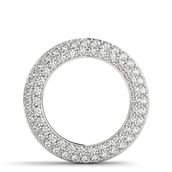 14K White Gold Multi-Diamond Circle Pendant