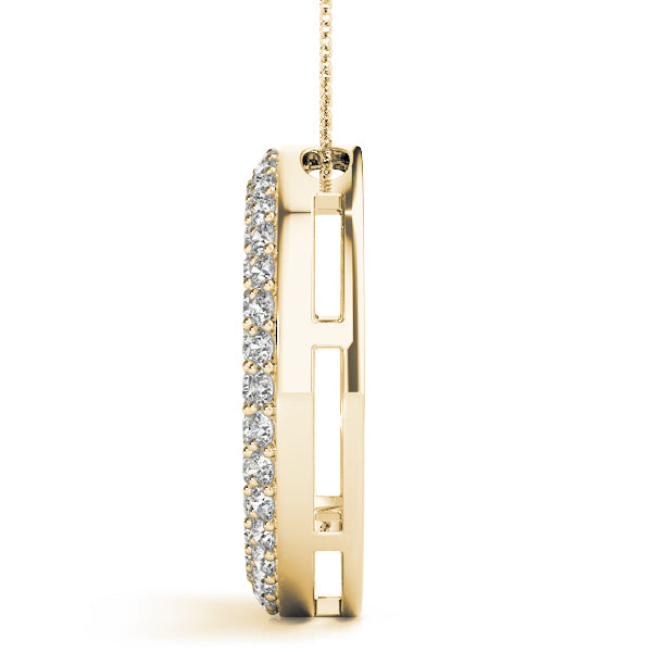 14K Yellow Gold Round Diamond Circle Pendant