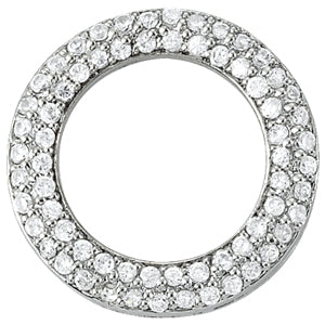 14K White Gold Multi-Diamond Circle Pendant