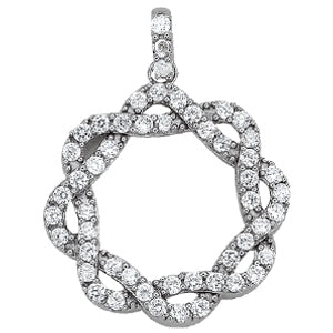 18K White Gold Round Diamond Circle Pendant