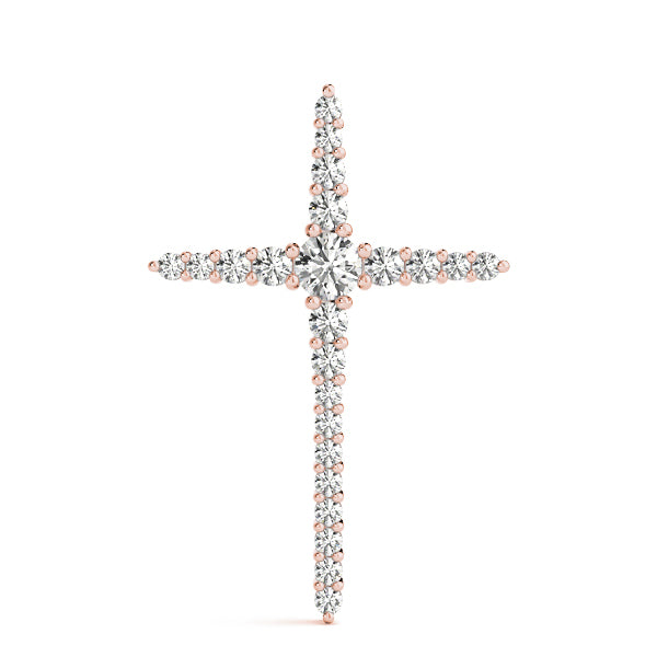 18K Rose Gold Diamond Cross Pendant