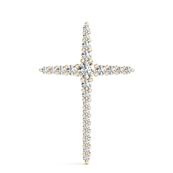 18K Yellow Gold Diamond Cross Pendant