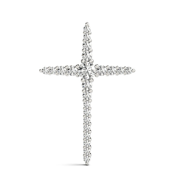 18K White Gold Diamond Cross Pendant