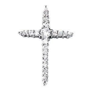 18K White Gold Diamond Cross Pendant