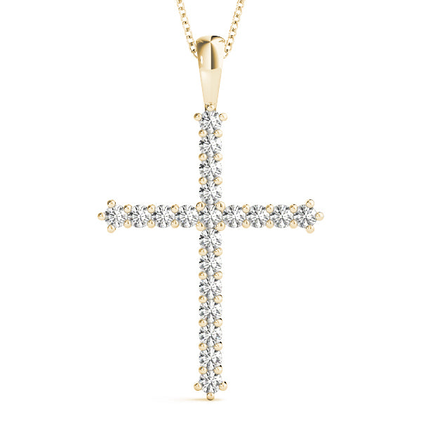 18K Yellow Gold 1ct Diamond Cross Pendant