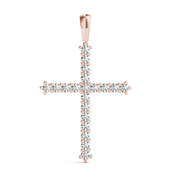 18K Rose Gold Diamond Cross Pendant