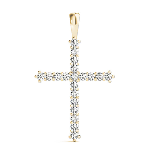 18K Yellow Gold 1ct Diamond Cross Pendant