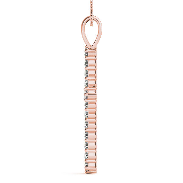 18K Rose Gold Diamond Cross Pendant