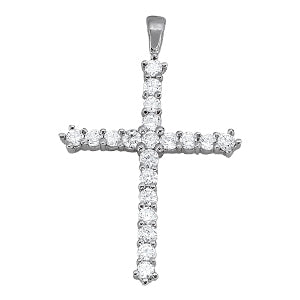 Platinum White Diamond Fashion Cross Pendant