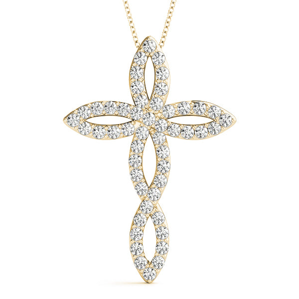 18K Yellow Gold Diamond Cross Pendant