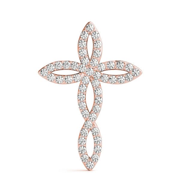Rose Gold 1 CT Diamond Cross Pendant Necklace