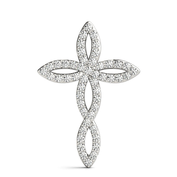 18K White Gold 1ctw Diamond Cross Pendant