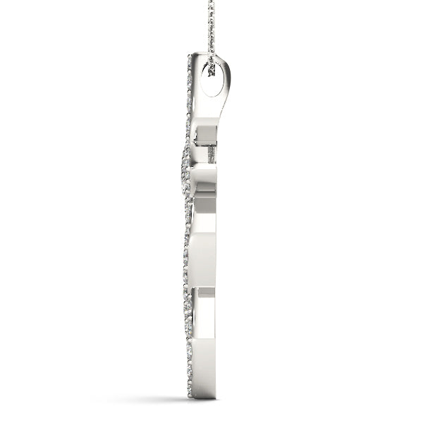 14K White Gold Diamond Cross Pendant