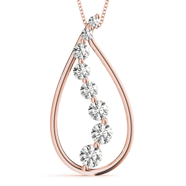 14K Rose Gold Round Diamond Fashion Pendant