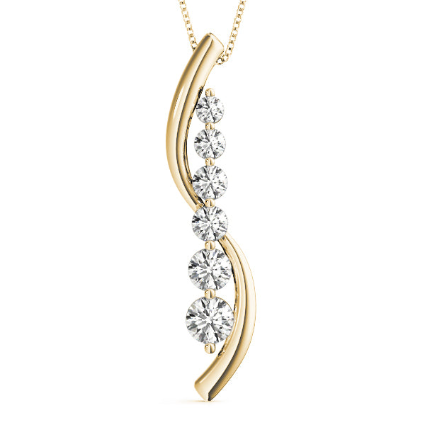18K Yellow Gold Round Diamond Pendant
