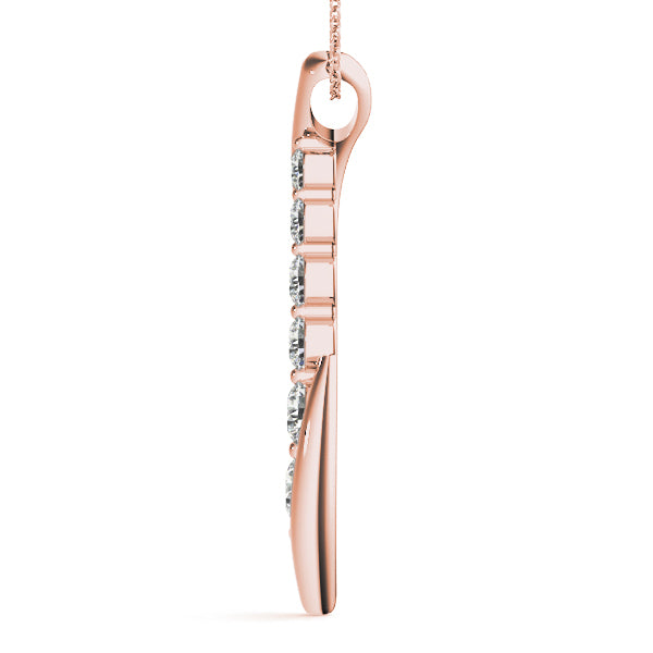 18K Rose Gold Round Diamond Fashion Pendant