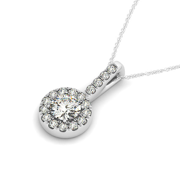 Platinum 1 CT Round Diamond Halo Pendant