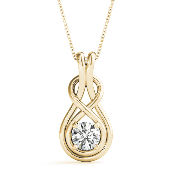 14K Yellow Gold Diamond Love Knot Pendant