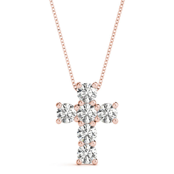 Rose Gold 1 CT Diamond Cross Pendant Jewelry