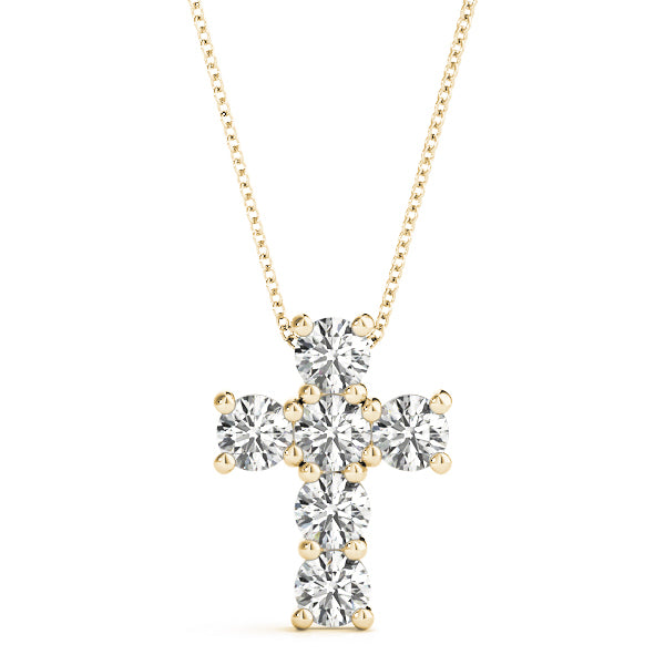18K Yellow Gold Round Diamond Fashion Pendant