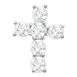 14K White Gold 1 CT Diamond Cross Pendant