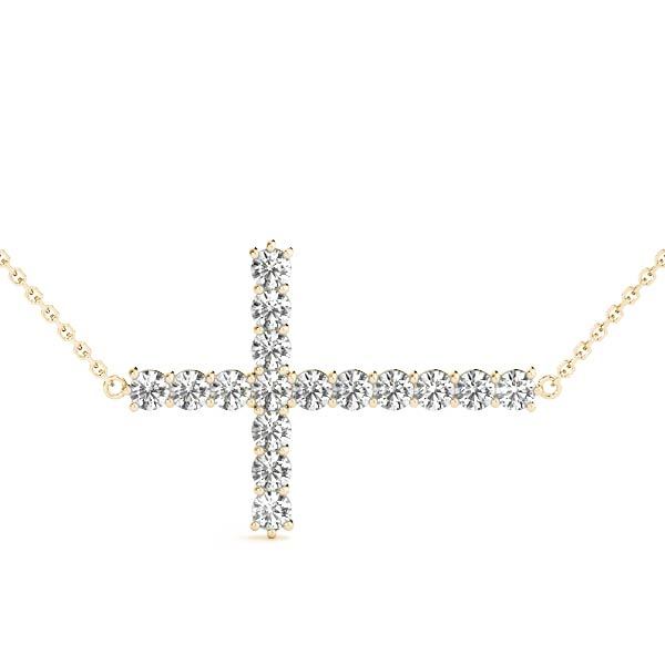 18K Yellow Gold Diamond Cross Pendant