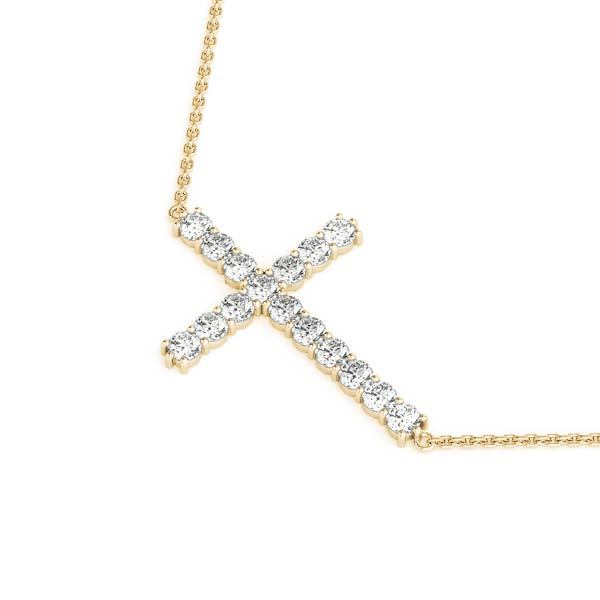 18K Yellow Gold Diamond Cross Pendant
