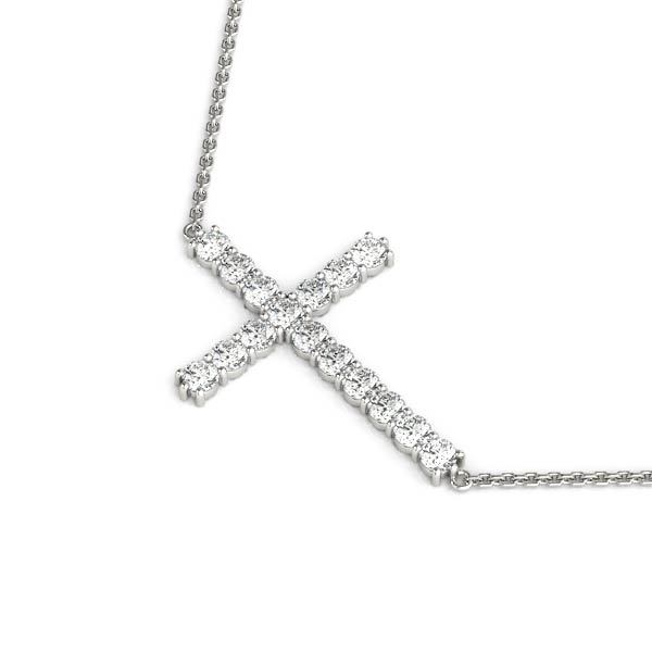18K White Gold Diamond Cross Pendant