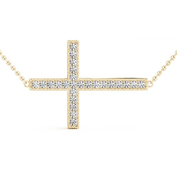18K Yellow Gold Diamond Cross Pendant