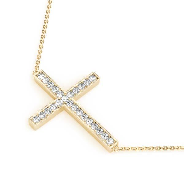 18K Yellow Gold Diamond Cross Pendant