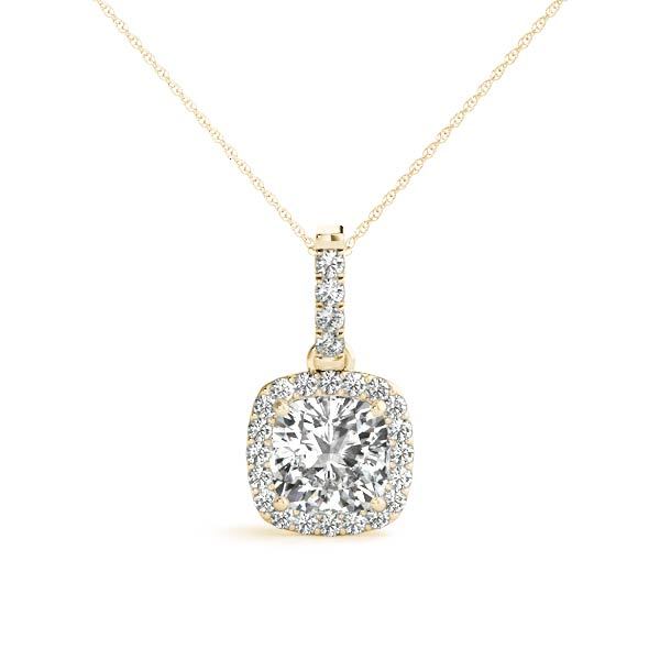 18K Yellow Gold 0.7 CT Cushion Diamond Pendant