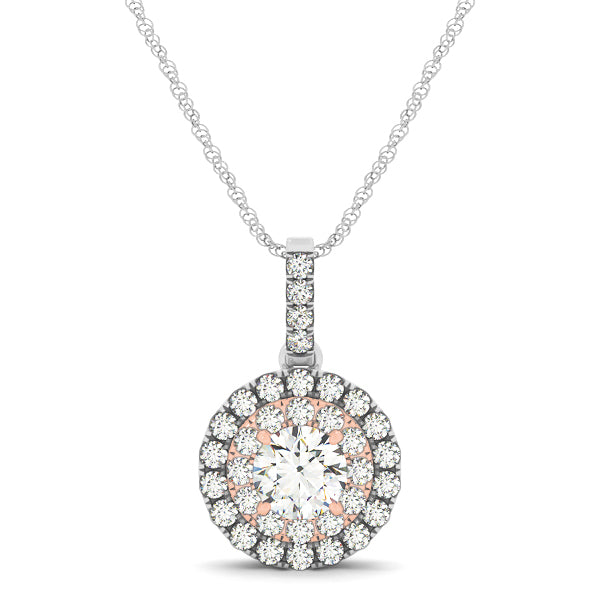 Platinum 3/4 ct Round Diamond Halo Pendant