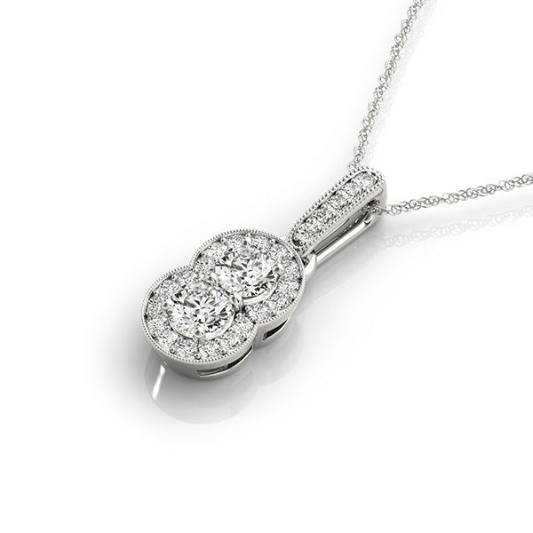 Platinum White Diamond Round Fashion Pendant