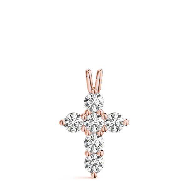 18K Rose Gold Diamond Cross Pendant