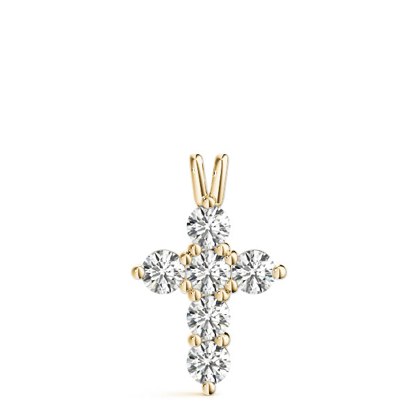 18K Yellow Gold Diamond Cross Pendant